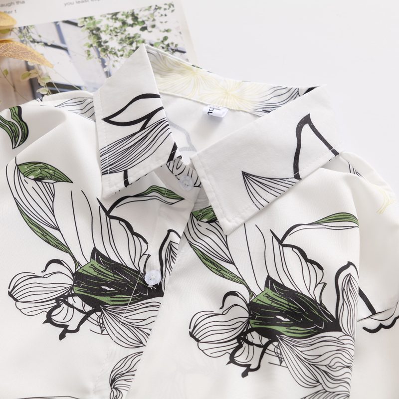 Women's Loose Floral Collared Shirt - Long Sleeves - Image 4