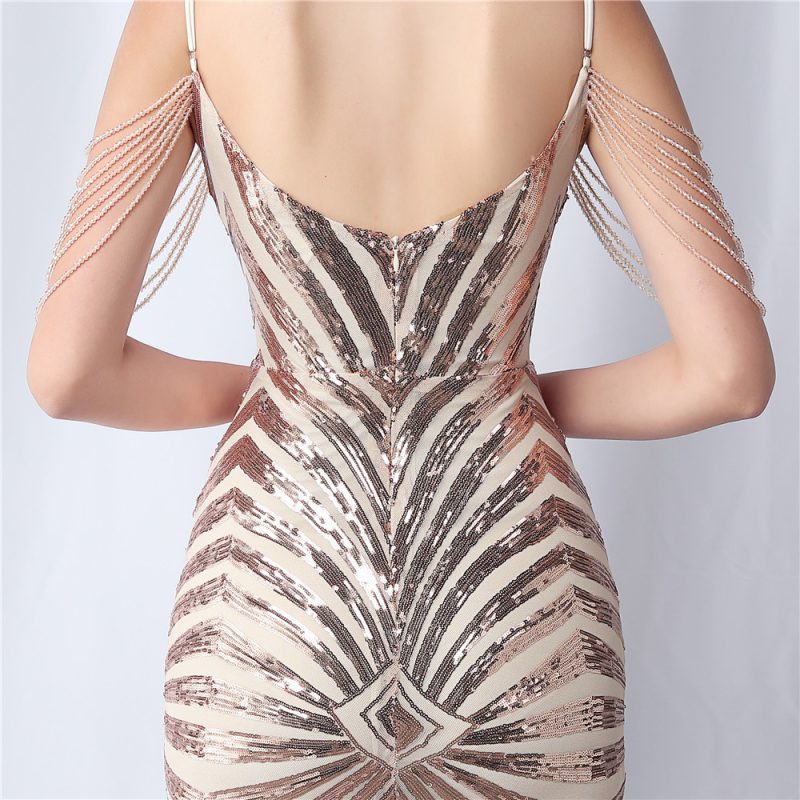 Beaded Floral Sequin Sling Dress - Wedding & Evening - Image 7
