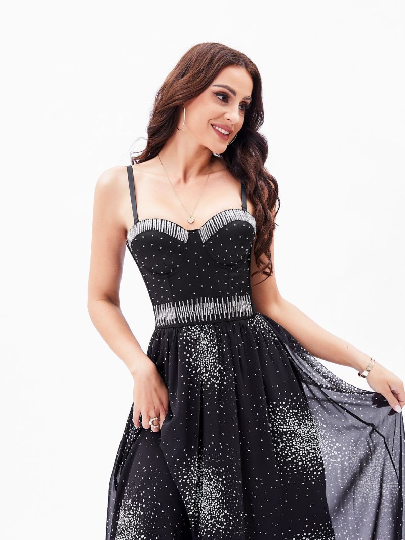 Sexy Backless Corset Dress - Beaded Polka Dot A-Line - Image 2