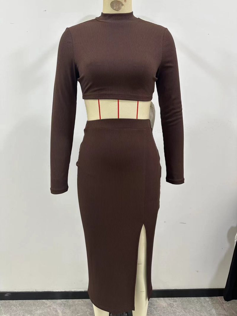 Spring Tight Top & Split Skirt Two-Piece Set - Image 3