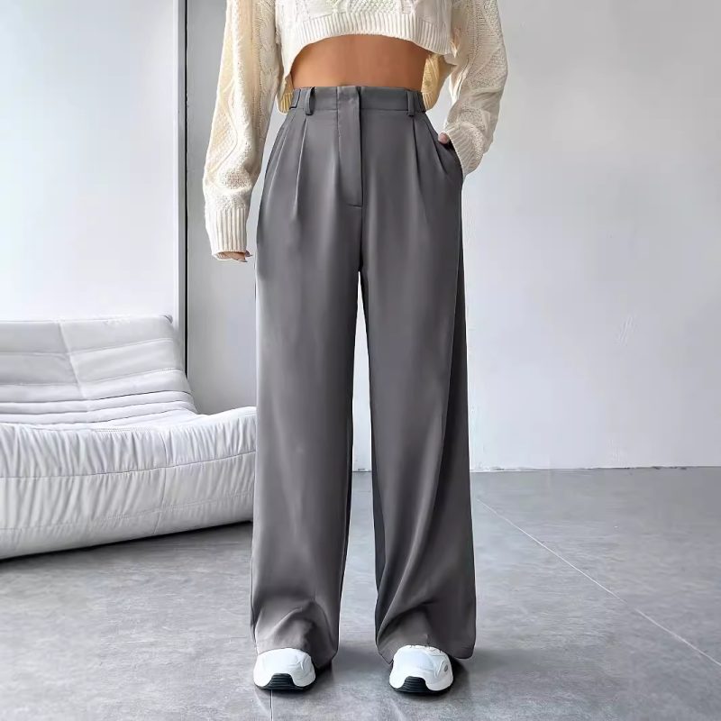 High-Waist Wide Leg Pants for Women - Slimming, Draping Work Trousers