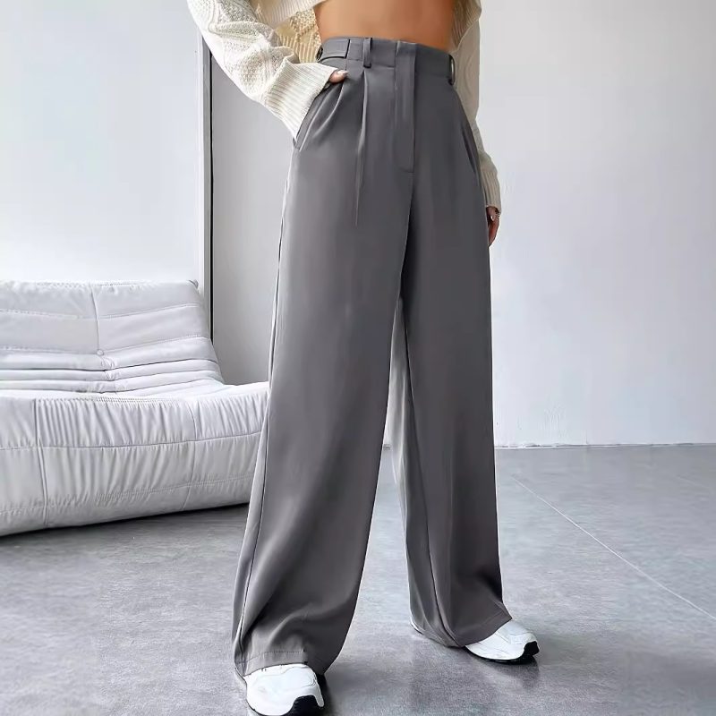 High-Waist Wide Leg Pants for Women - Slimming, Draping Work Trousers - Image 2