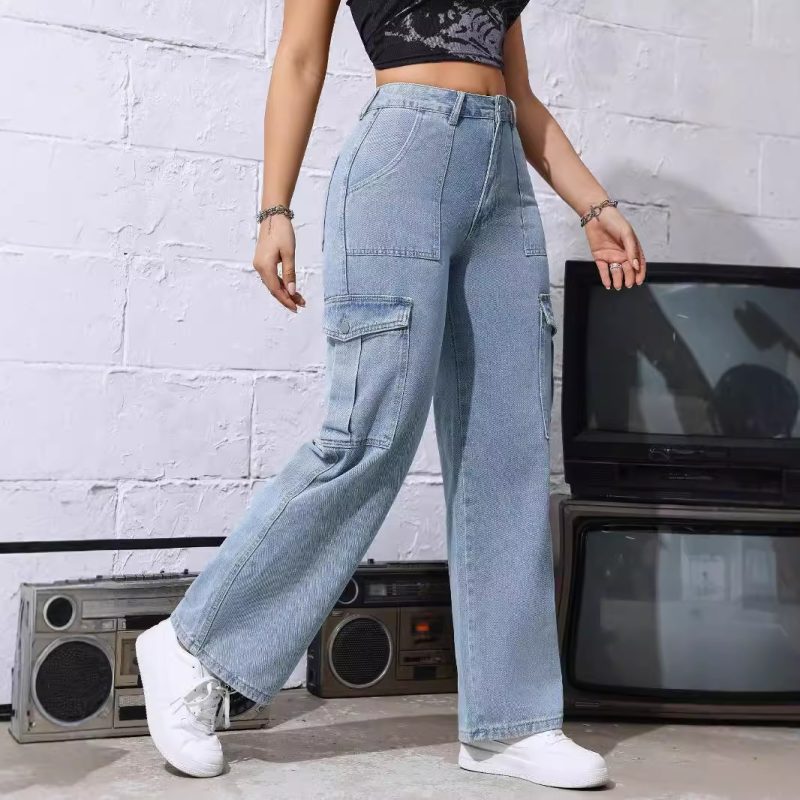 Spring/Summer Cargo Jeans - Multi-Pocket Workwear Trousers - Image 4