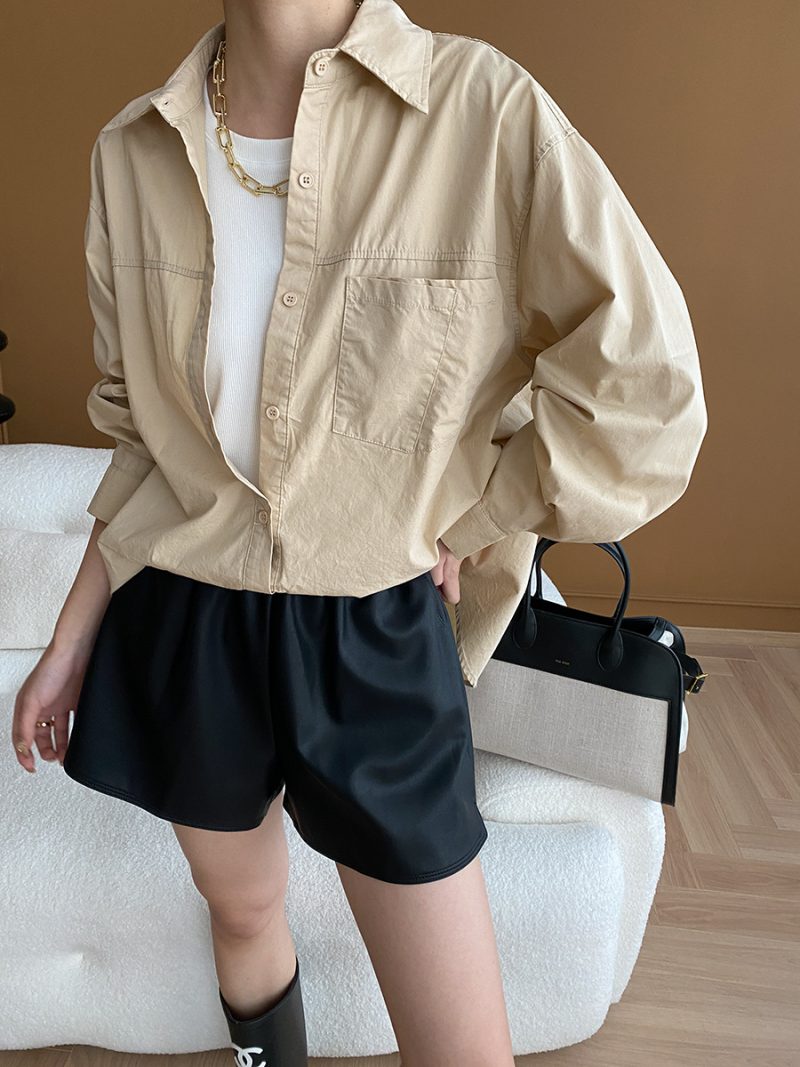 Oubo False Two-Piece Patchwork Loose Shirt for Early Autumn - Image 2