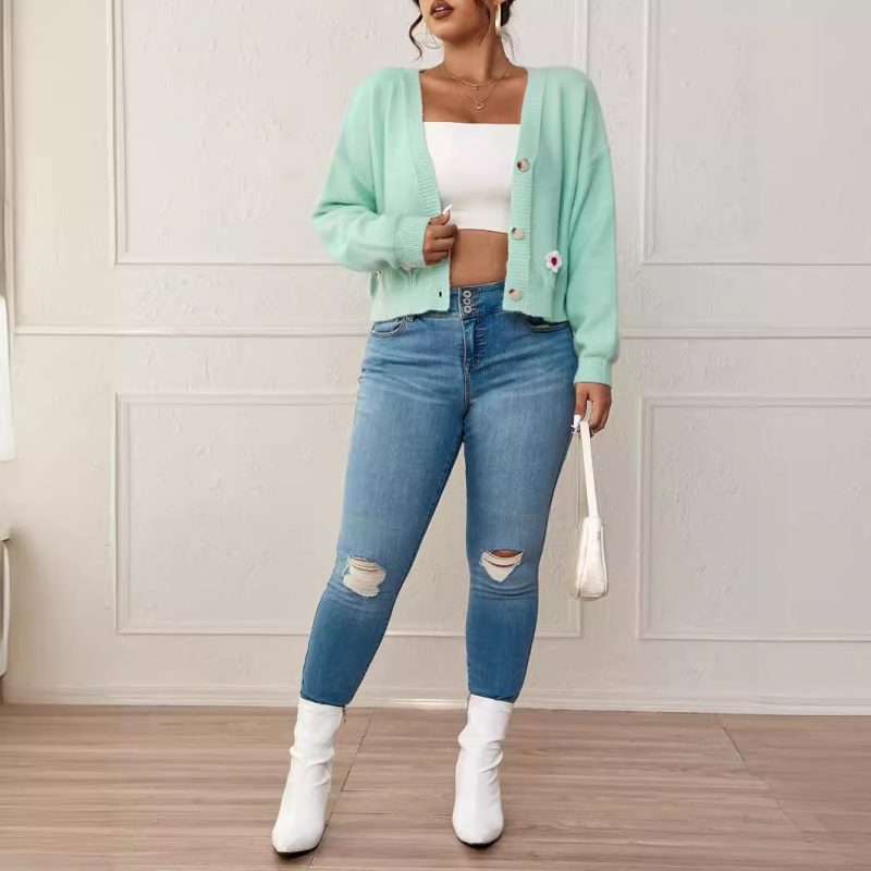 Solid Color Long Sleeve Cardigan - Women’s Spring/Autumn Sweater - Image 2