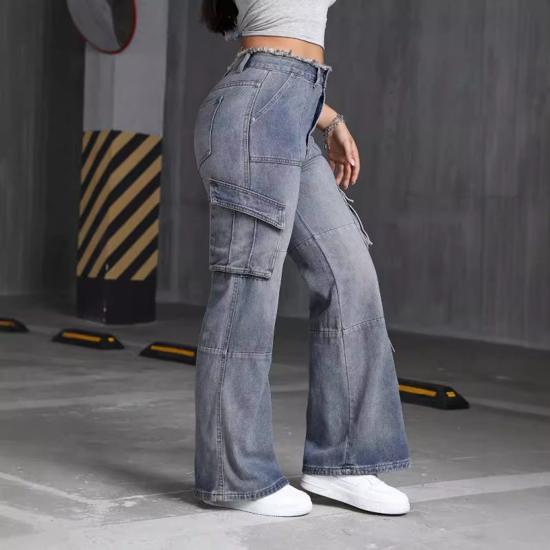 Retro High-Street Wide-Leg Jeans with Multi Pockets - Image 4