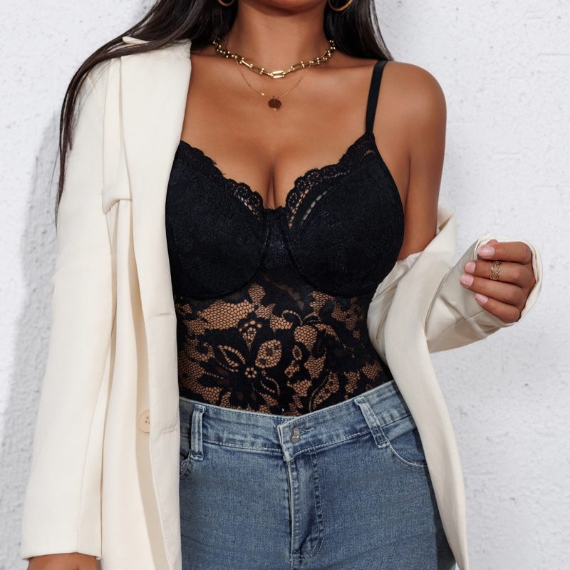 Sexy Lace Suspender Jumpsuit - Tight Figure-Hugging Innerwear - Image 3