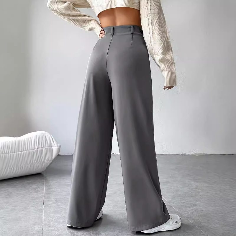High-Waist Wide Leg Pants for Women - Slimming, Draping Work Trousers - Image 3