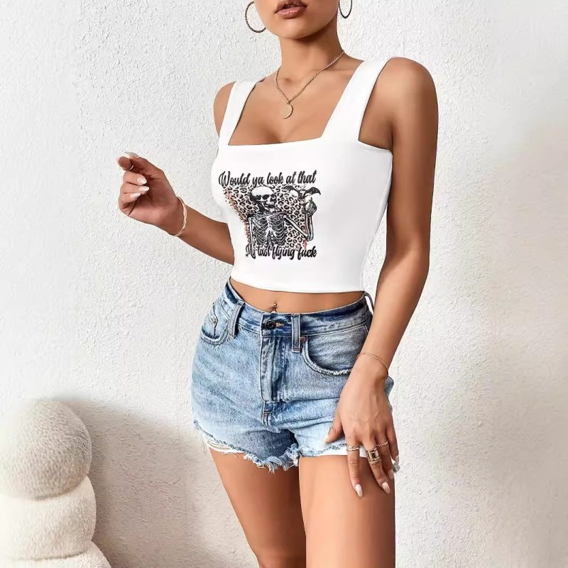 Unique Print Cropped Summer Vest - Sexy Sleeveless Design - Image 4