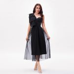 Elegant One-Shoulder Corset Maxi Dress - Fairy Gauze & Large Swing