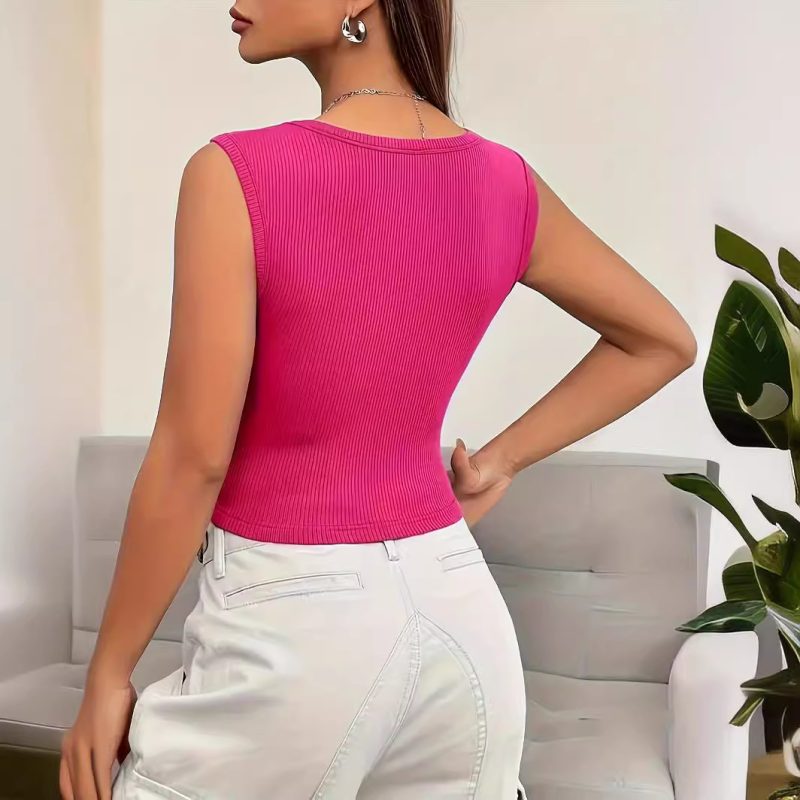 Sexy Sunken Stripe Camisole - Slimming Chest & Waist, Wide Shoulder Straps - Image 3
