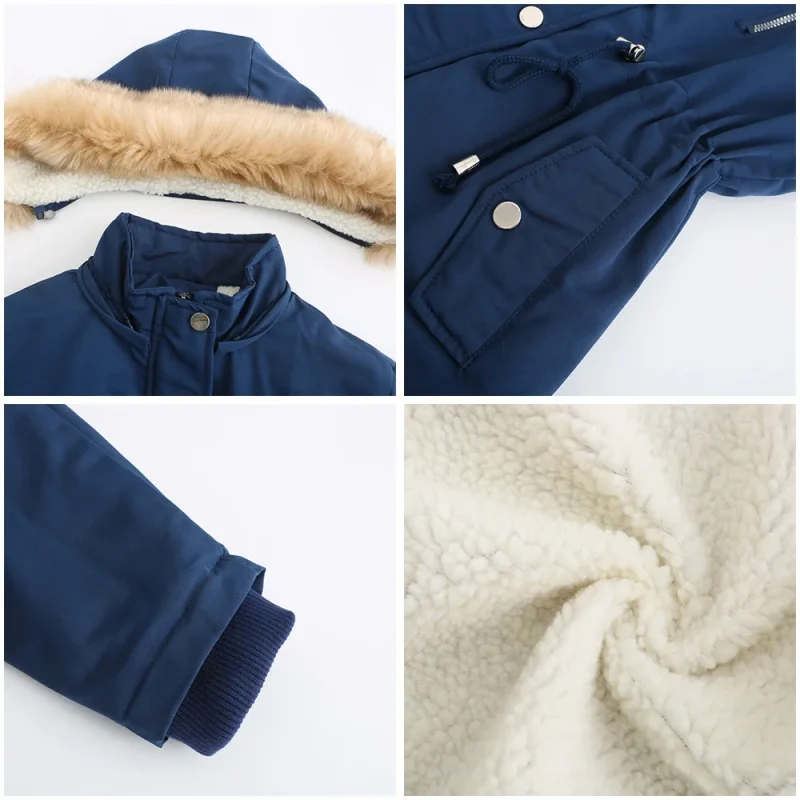 Women's Winter Plus Size Coat Thick Warm Berber Fleece Faux Fur Hooded - Image 9