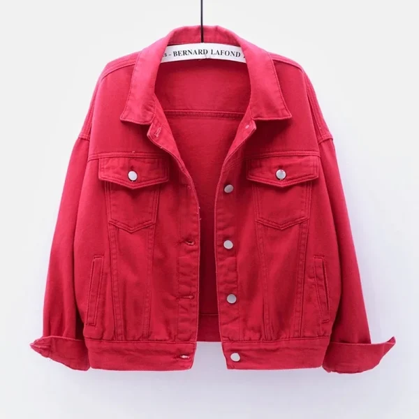 Women's Plus Size Pink Denim Jacket Spring - Image 15