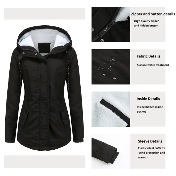 Winter Clothes Thick Warm Padded Coats Women Plus Velvet Hooded Jacket - Image 8