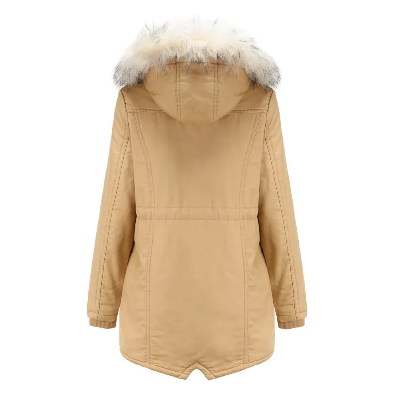 Women's Cotton Coat Winter Clothes Fleece Warm Detachable Hooded Fur Collar - Image 12