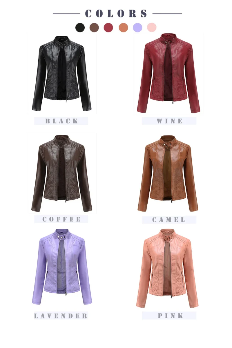 Women 2024 Fashion Motorcycle Biker Jacket Coats Female Casual Outwear - Image 7