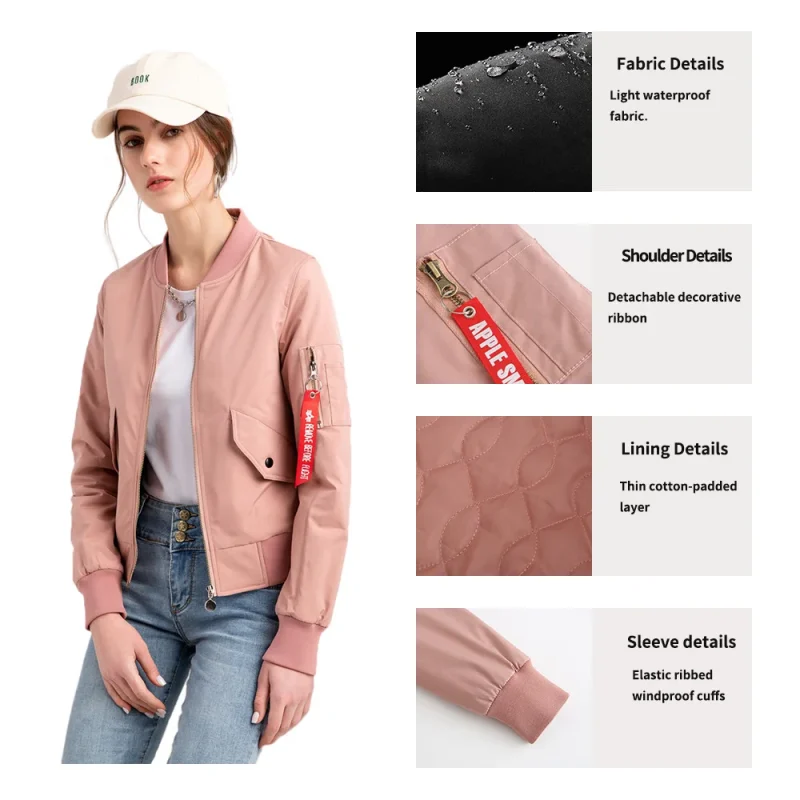Women Baseball Jackets Fashion Long Sleeve Outerwear - Image 8