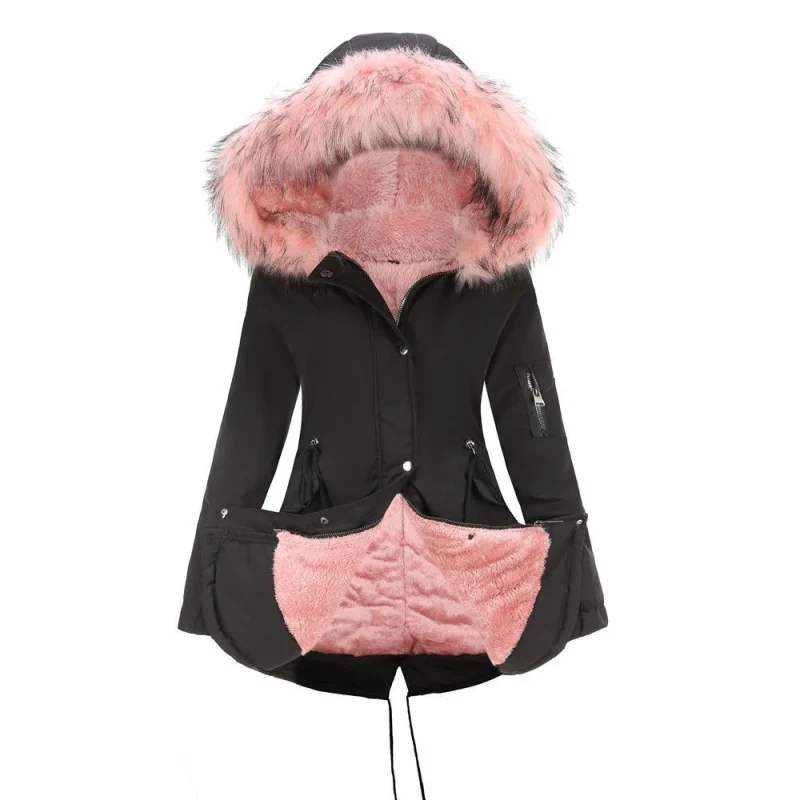 Fur Jacket Thick Warm Plus Velvet Outwear 2021 Parkas Female Padded Coats - Image 8