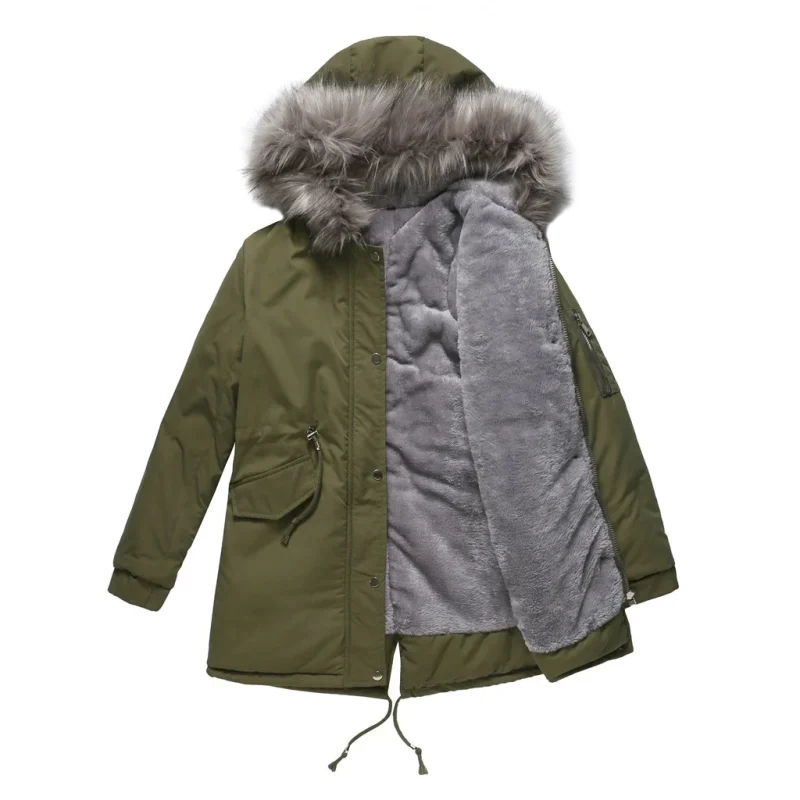 Fur Jacket Thick Warm Plus Velvet Outwear 2021 Parkas Female Padded Coats - Image 3