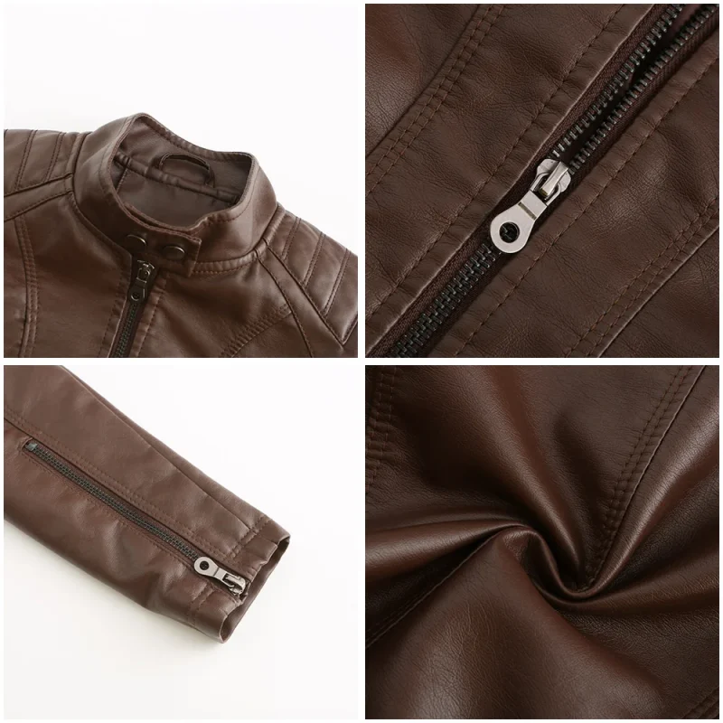 Leather Jacket Fashion Casual Streetwear Coats Office Lady - Image 11