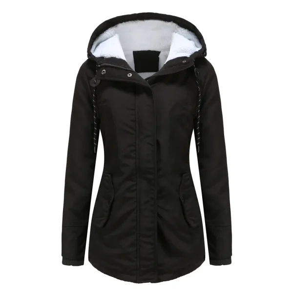 Winter Clothes Thick Warm Padded Coats Women Plus Velvet Hooded Jacket - Image 3