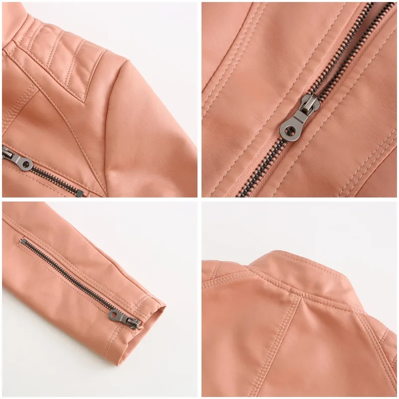 Leather Jacket Fashion Casual Streetwear Coats Office Lady - Image 12