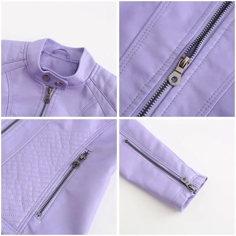 Leather Jacket Fashion Casual Streetwear Coats Office Lady - Image 9