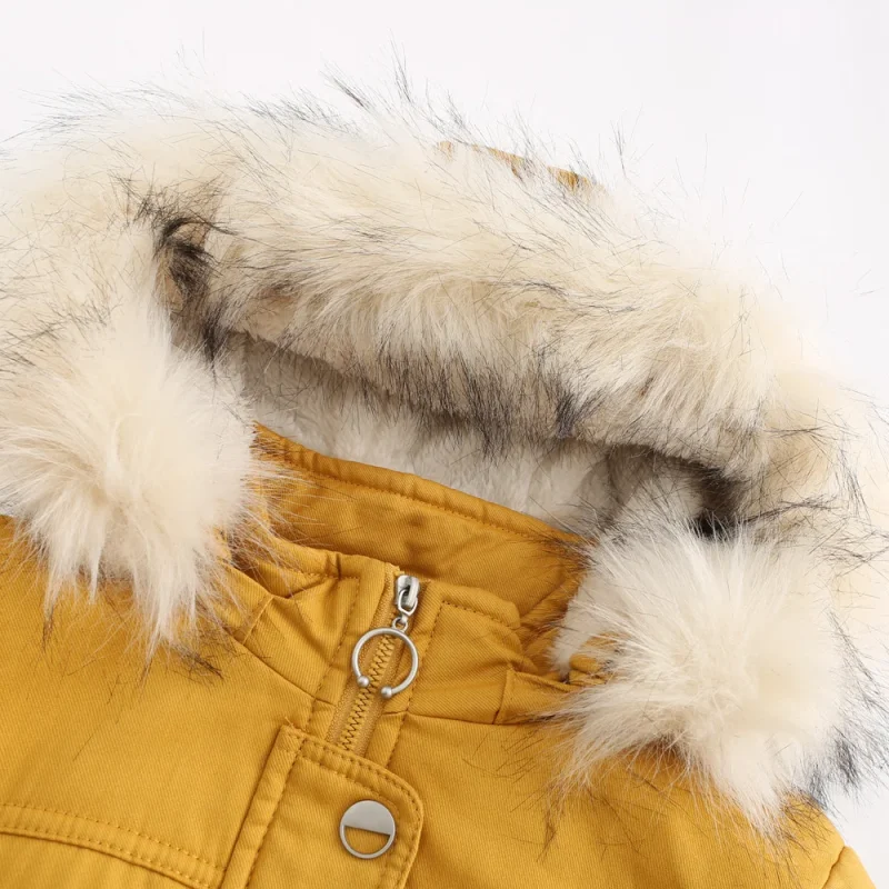 Women's Cotton Coat Winter Clothes Fleece Warm Detachable Hooded Fur Collar - Image 13
