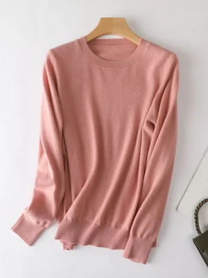 Round Neck Basic Loose Pullover Light Soft