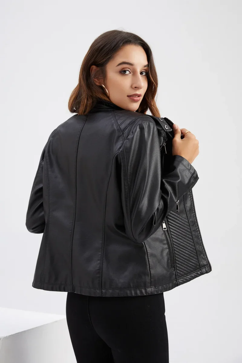 Leather Jacket Fashion Casual Streetwear Coats Office Lady - Image 16
