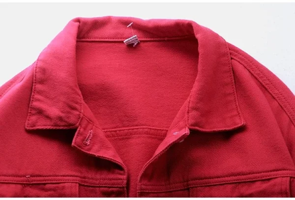 Women's Plus Size Pink Denim Jacket Spring - Image 16