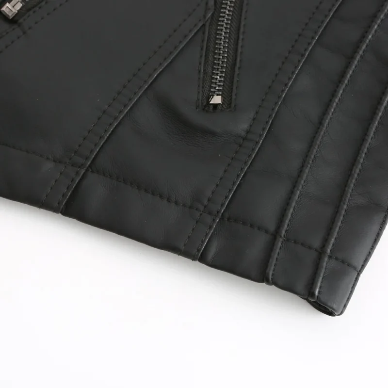 Fashion Moto Biker Short Coats Female Luxury Casual Zipper Outerwears - Image 25