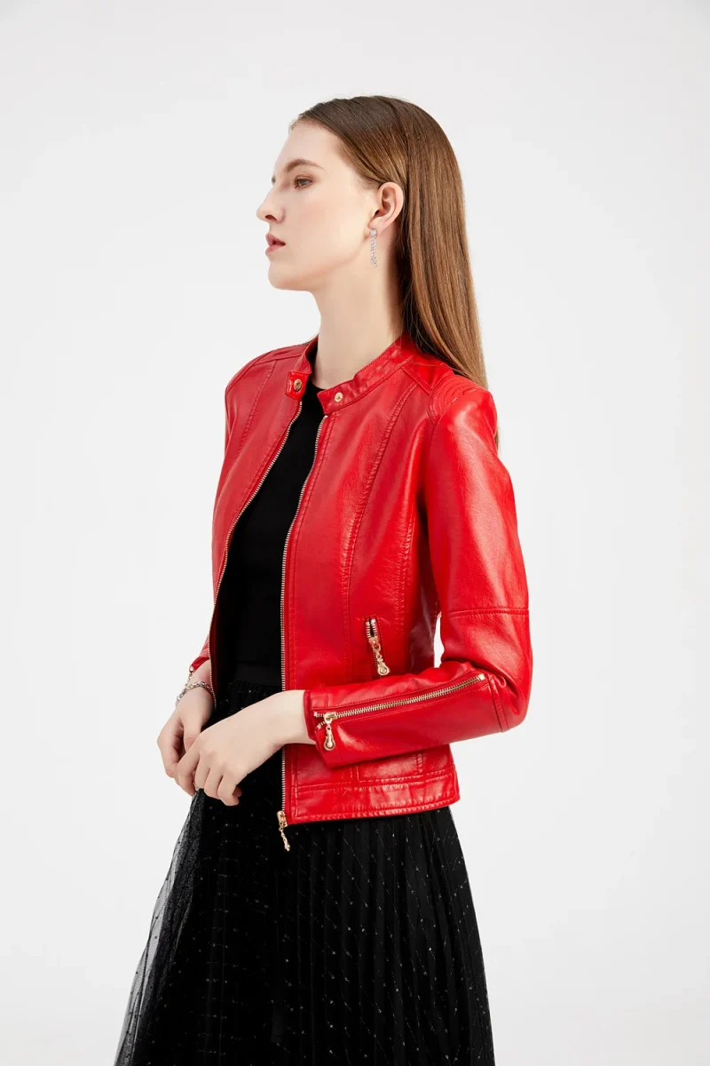 Women's Luxury PU Faux Leather Jacket Spring - Image 11