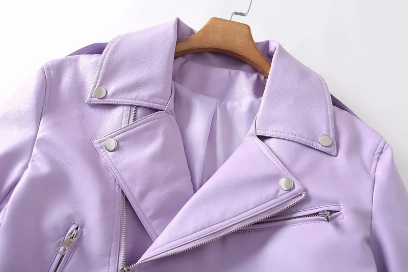 Women Faux Leather Jacket Streetwear Lapel Oversized - Image 13