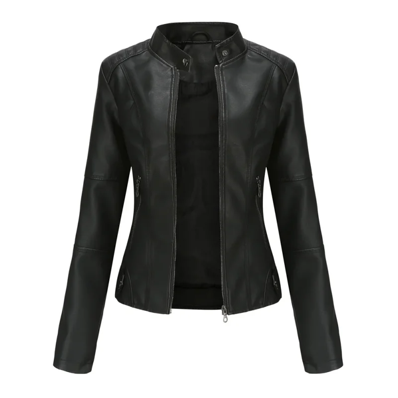 Autumn Faux Leather Jackets Zipper Basic Coat 2024 Moto Biker - Image 7