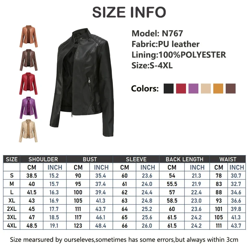 Autumn Faux Leather Jackets Zipper Basic Coat 2024 Moto Biker - Image 9