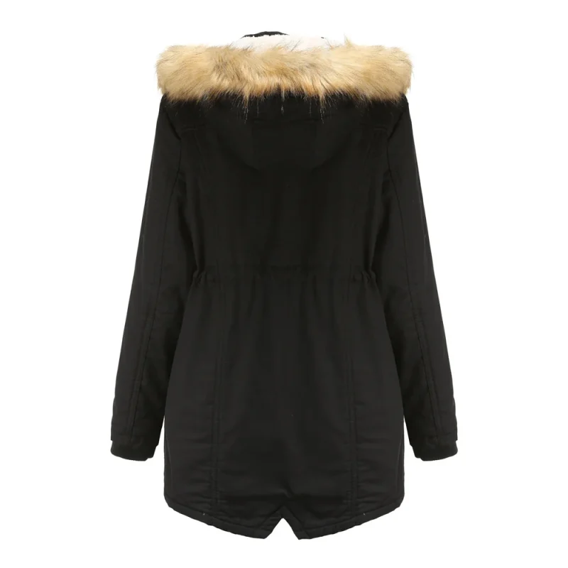 Women's Cotton Coat Winter Clothes Fleece Warm Detachable Hooded Fur Collar - Image 2