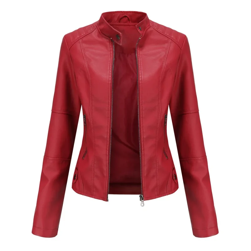 Autumn Faux Leather Jackets Zipper Basic Coat 2024 Moto Biker - Image 4