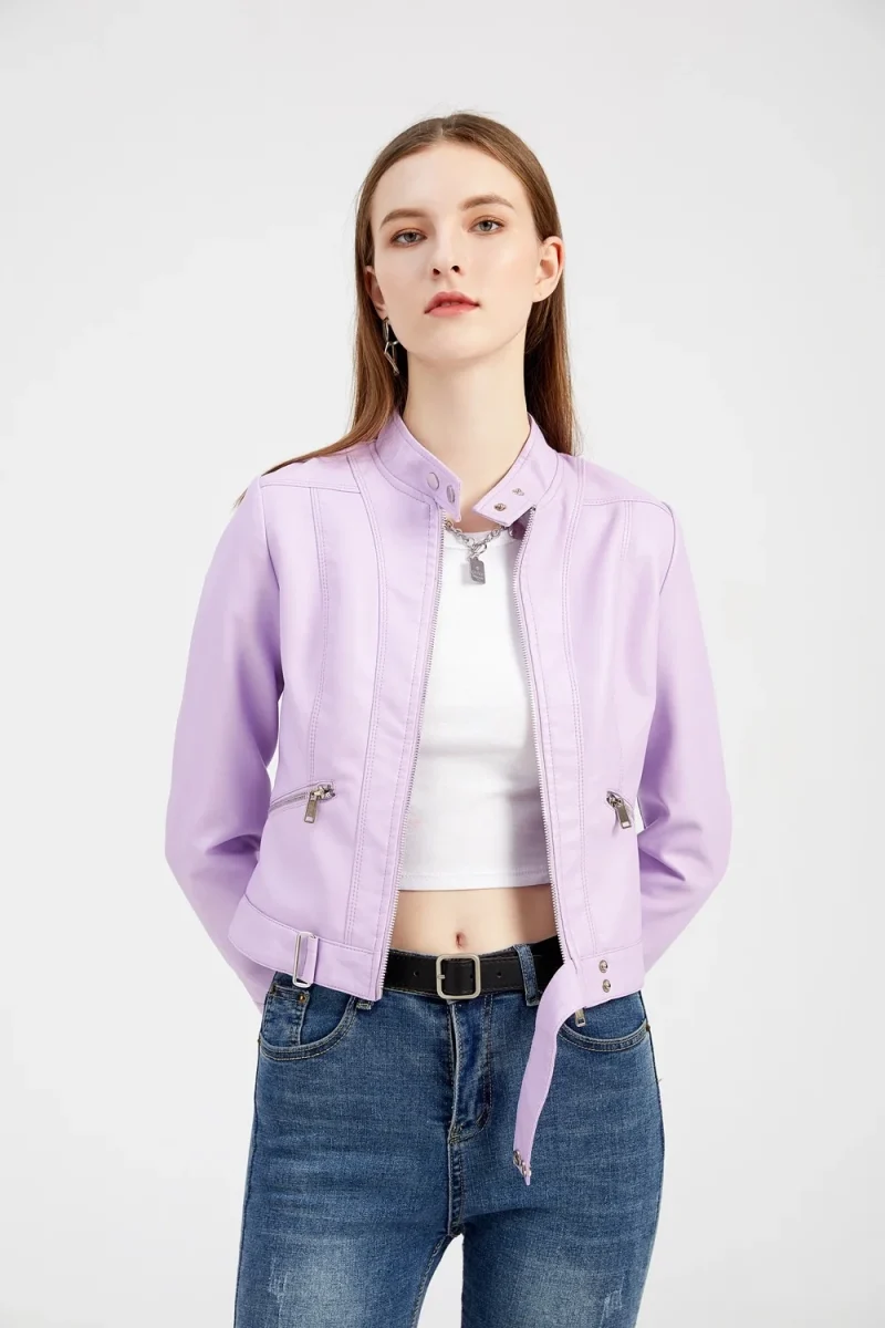 Autumn Clothes Women's Pu Faux Leahter Short Jacket Coat Fashion - Image 3