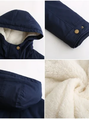 Outwear Pockets Plus Velvet Thick Warm Female Padded Coats