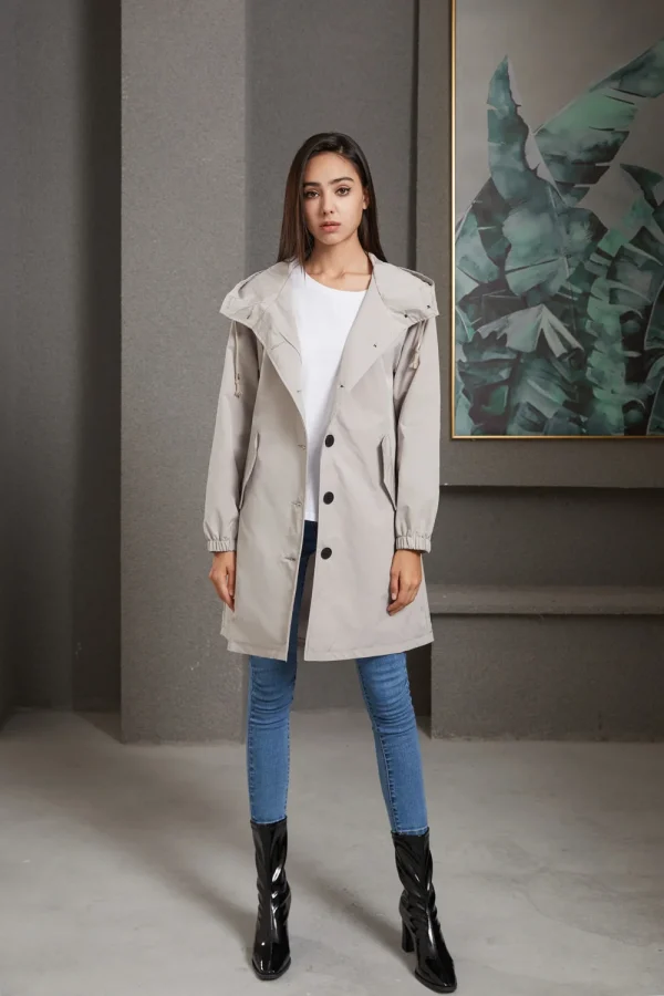 Winter Clothes Solid Color Hooded Waterproof Jacket Women