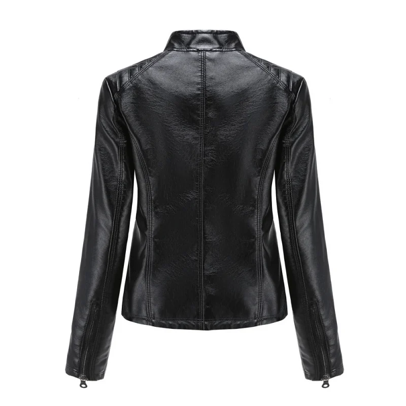 Leather Jacket Fashion Casual Streetwear Coats Office Lady - Image 3