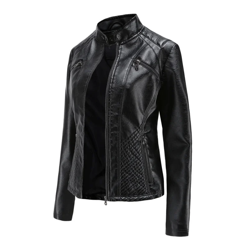 Leather Jacket Fashion Casual Streetwear Coats Office Lady - Image 15