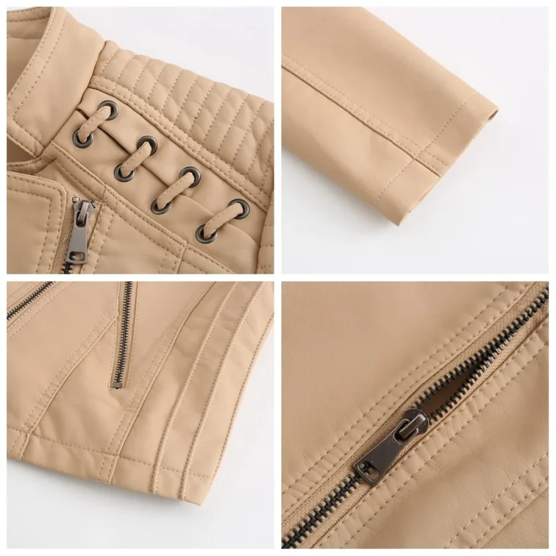 Fashion Moto Biker Short Coats Female Luxury Casual Zipper Outerwears