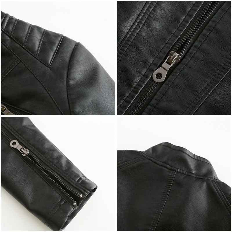 Leather Jacket Fashion Casual Streetwear Coats Office Lady - Image 13