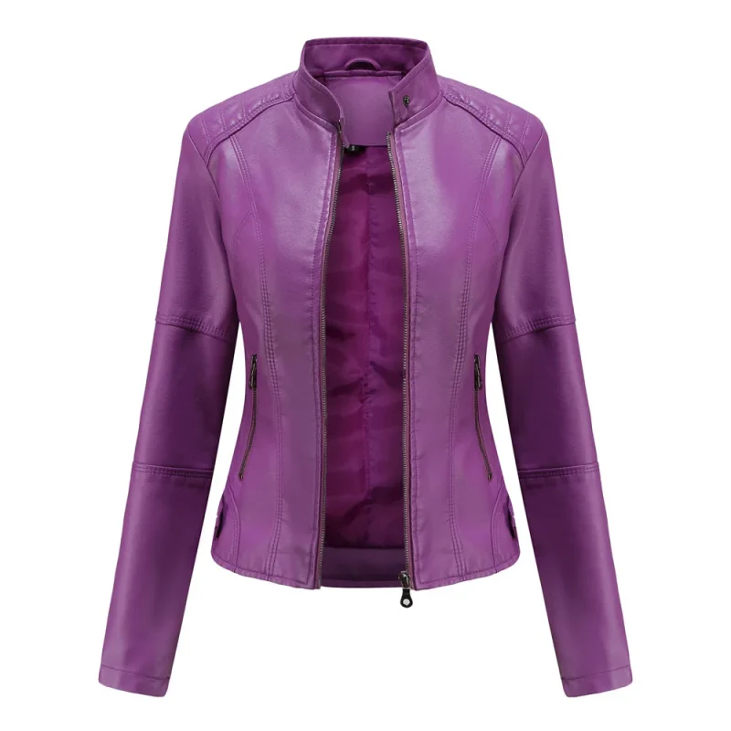 Autumn Faux Leather Jackets Zipper Basic Coat 2024 Moto Biker - Image 6