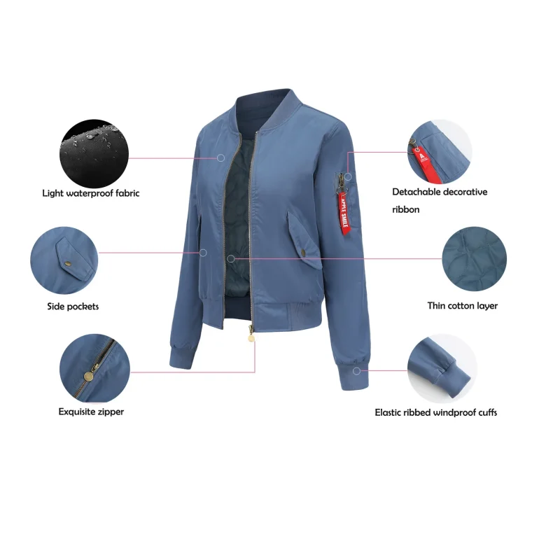 Women Baseball Jackets Fashion Long Sleeve Outerwear - Image 7