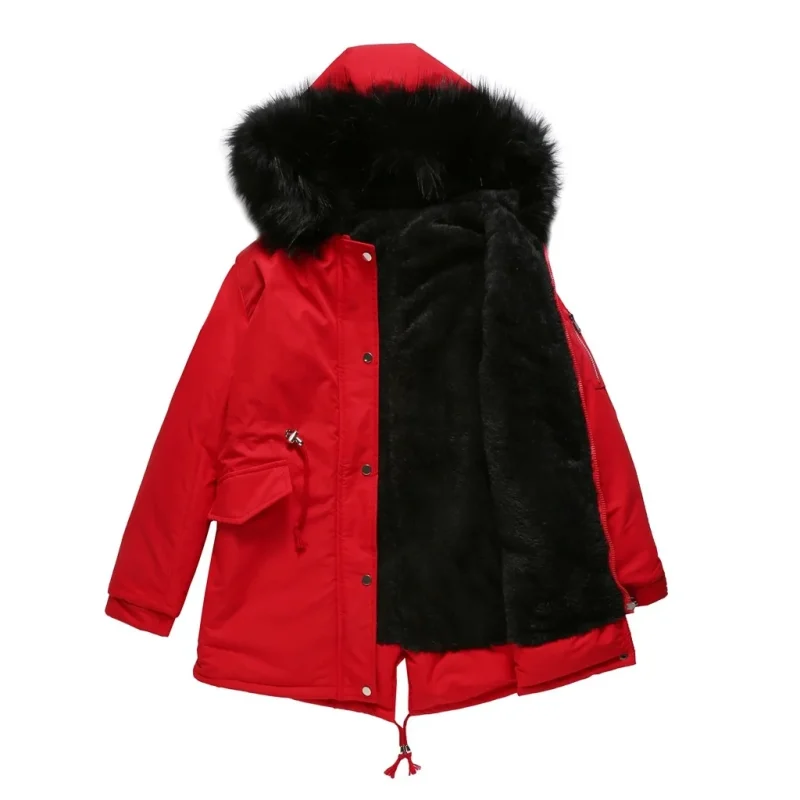 Fur Jacket Thick Warm Plus Velvet Outwear 2021 Parkas Female Padded Coats - Image 4
