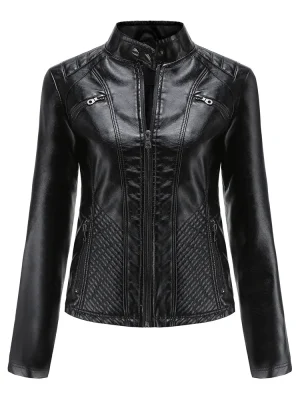 Women’s Pu Leather Jacket Fashion Casual Streetwear Coats Office