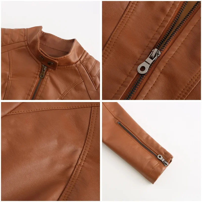 Leather Jacket Fashion Casual Streetwear Coats Office Lady - Image 10